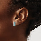 FJC Finejewelers 925 Sterling Silver Dangle Aqua and White Color CZ  Post Earrings 11 x 5 mm