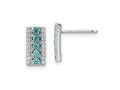 FJC Finejewelers 925 Sterling Silver Dangle Aqua and White Color CZ  Post Earrings 11 x 5 mm