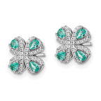 FJC Finejewelers 925 Sterling Silver Button Rhodium plated Teal and White CZ Post Earrings 9 x 9 mm