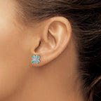 FJC Finejewelers 925 Sterling Silver Button Rhodium plated Teal and White CZ Post Earrings 9 x 9 mm
