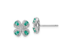 FJC Finejewelers 925 Sterling Silver Button Rhodium plated Teal and White CZ Post Earrings 9 x 9 mm