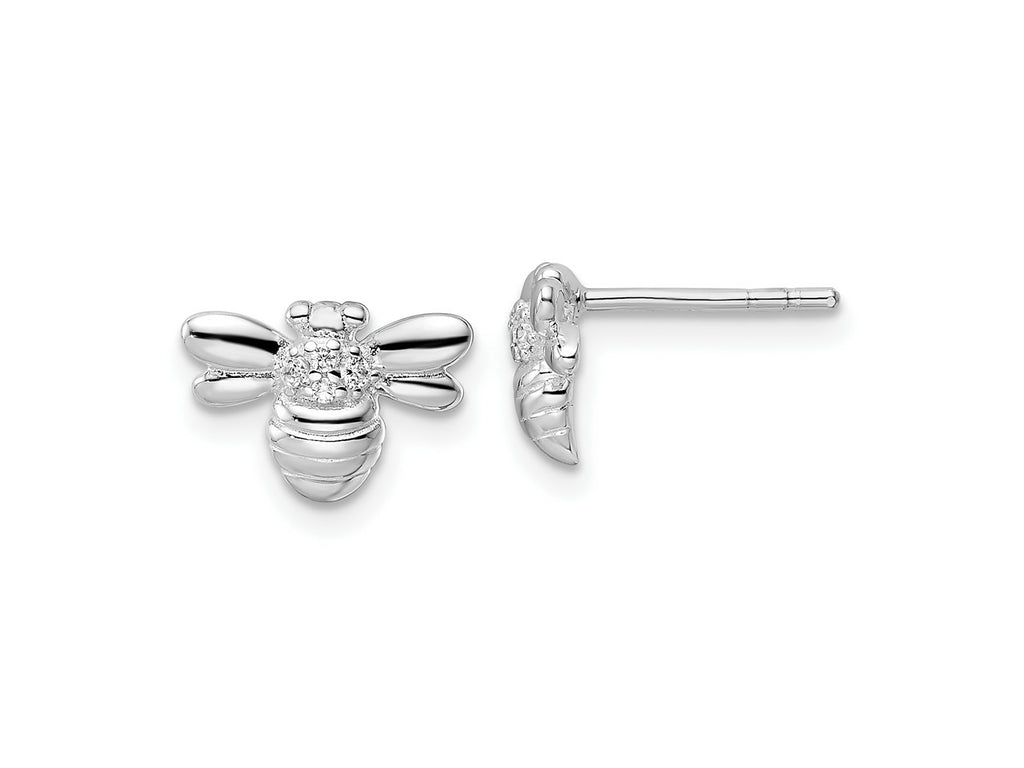 FJC Finejewelers 925 Sterling Silver Button ated Polished CZ Bumble Bee Post Earrings 7 x 11 mm