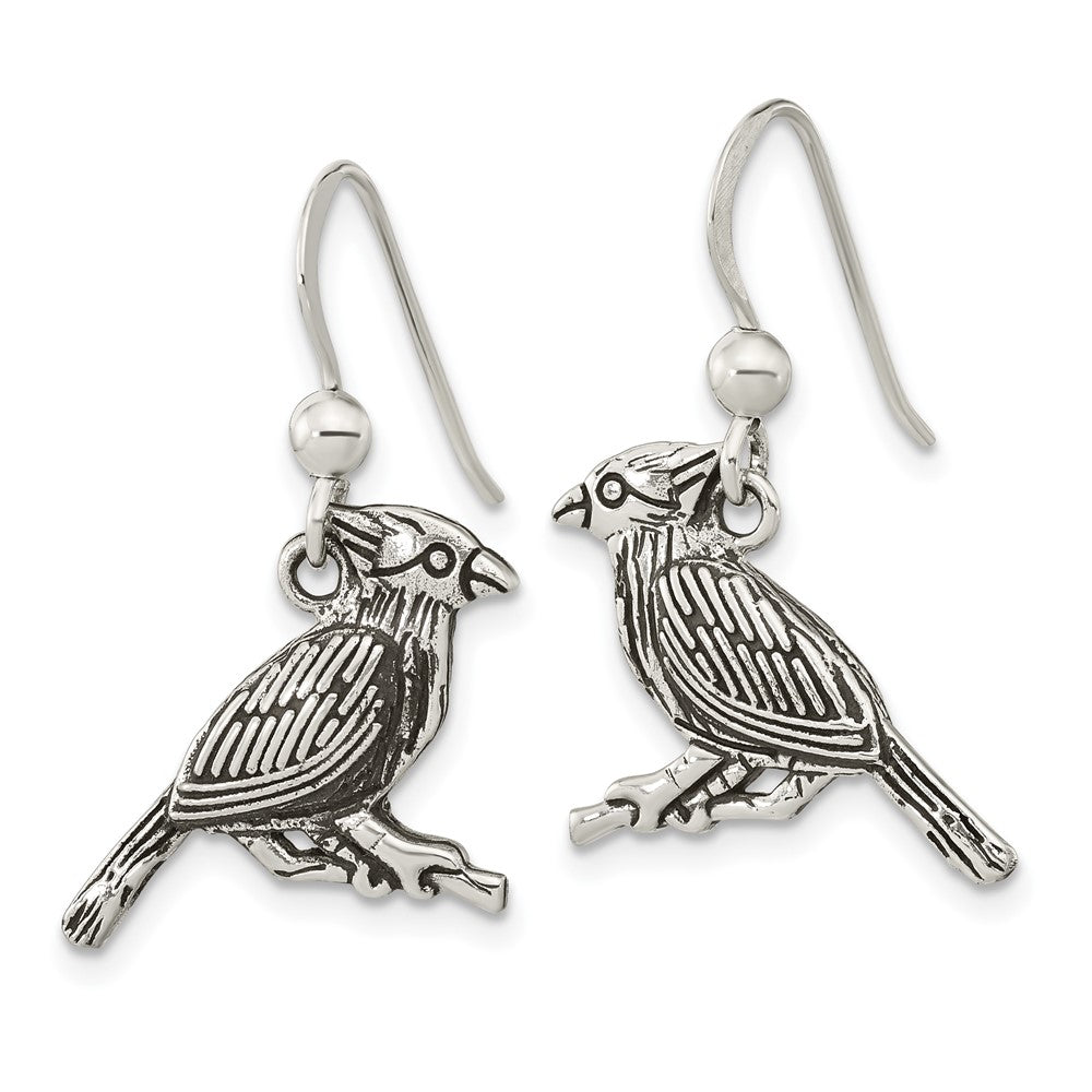 FJC Finejewelers 925 Sterling Silver Antiqued Bird on Branch Dangle Earrings 24 x 15 mm
