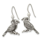 FJC Finejewelers 925 Sterling Silver Antiqued Bird on Branch Dangle Earrings 24 x 15 mm