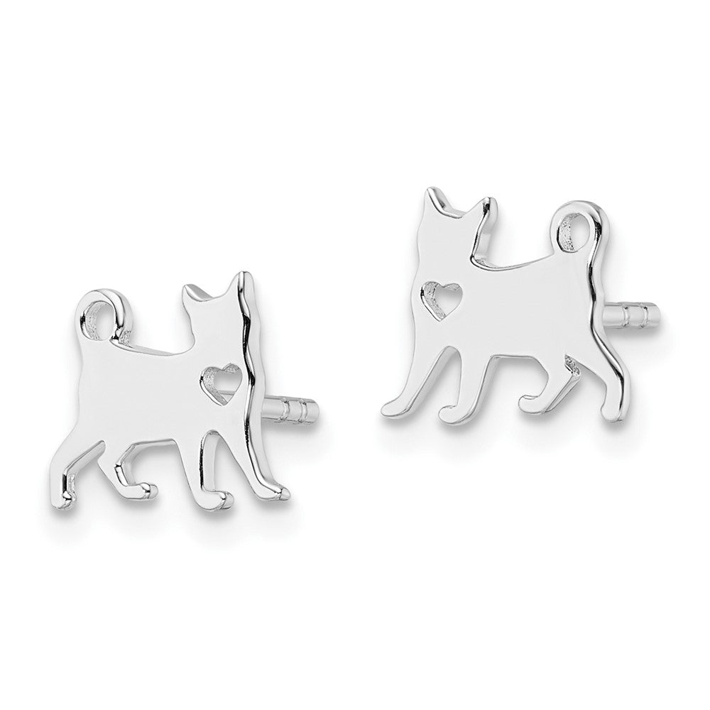 FJC Finejewelers 925 Sterling Silver Button ated Cat with Heart Post Earrings 8 x 10 mm