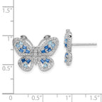 FJC Finejewelers 925 Sterling Silver Polished Blue and Clear CZ Butterfly Post Earrings 15 x 19 mm