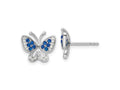 FJC Finejewelers 925 Sterling Silver Rhodium Plated Blue and White CZ Butterfly Post Earrings 11 x 13 mm