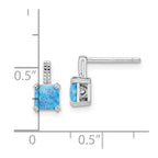 FJC Finejewelers 925 Sterling Silver Dangle Square Blue Created Opal Post Earrings 9 x 5 mm