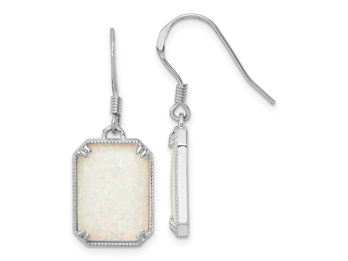 FJC Finejewelers 925 Sterling Silver Dangle White Created Opal Beaded Border Earrings 31 x 11 mm