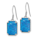 FJC Finejewelers 925 Sterling Silver Dangle Blue Created Opal Beaded Border Earrings 31 x 11 mm