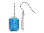 FJC Finejewelers 925 Sterling Silver Dangle Blue Created Opal Beaded Border Earrings 31 x 11 mm