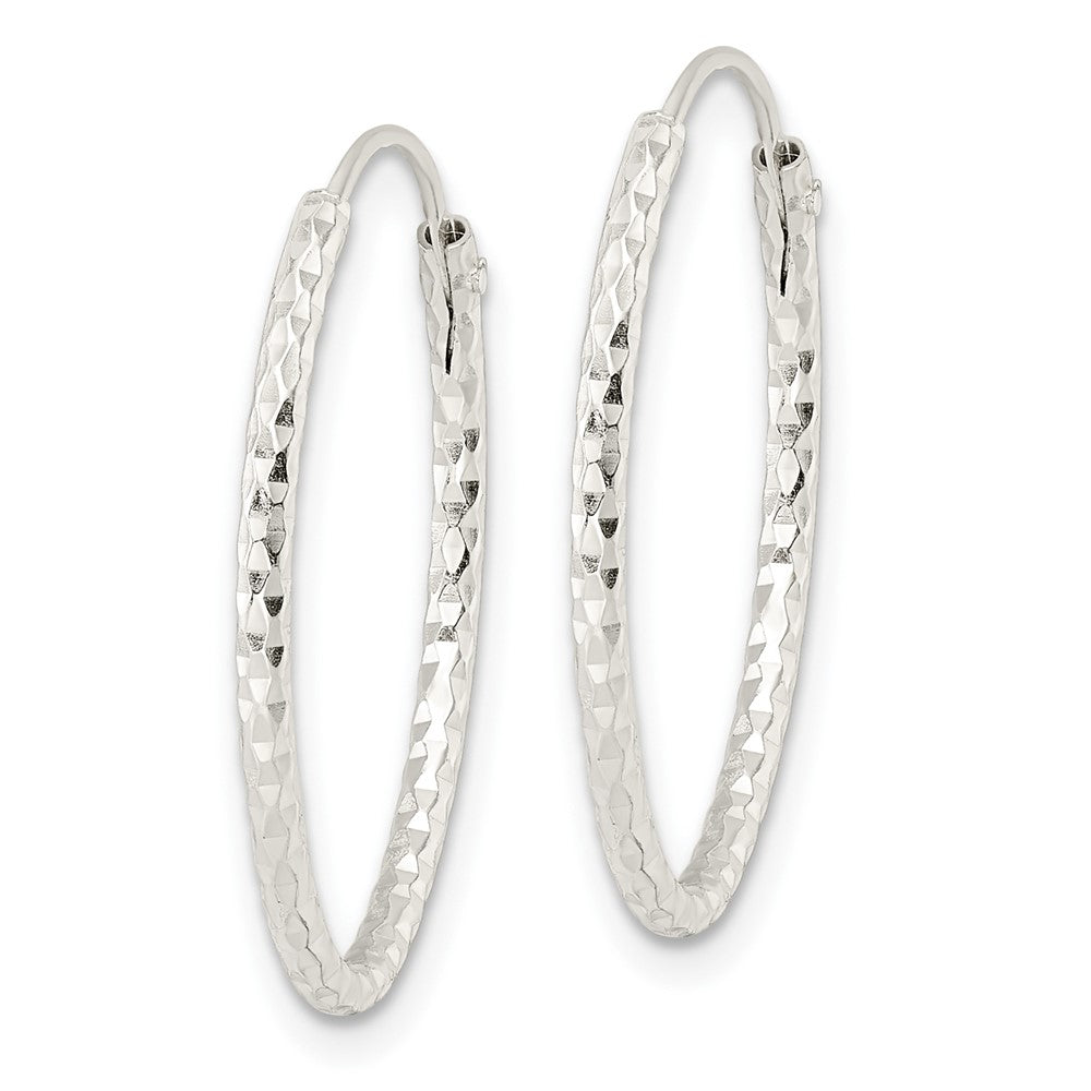 FJC Finejewelers 925 Sterling Silver Polished Bright Cut Oval Endless Hoop Earrings 24 x 19 mm