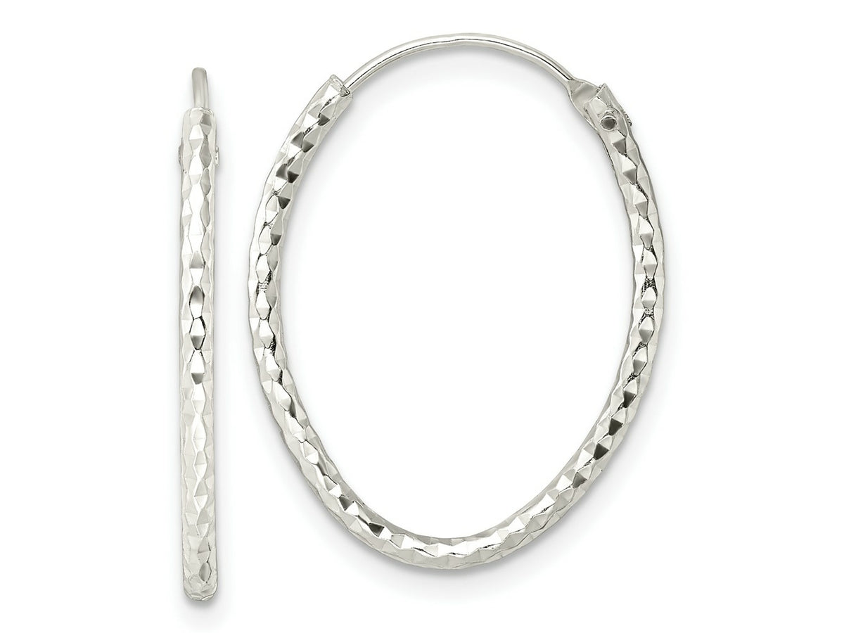 FJC Finejewelers 925 Sterling Silver Polished Bright Cut Oval Endless Hoop Earrings 24 x 19 mm