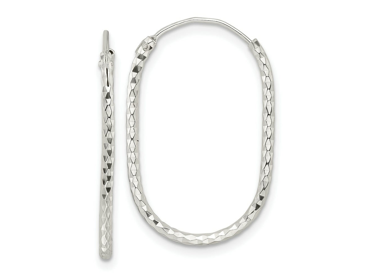 FJC Finejewelers 925 Sterling Silver Polished and Bright Cut Oblong Endless Hoop Earrings 27 x 18 mm