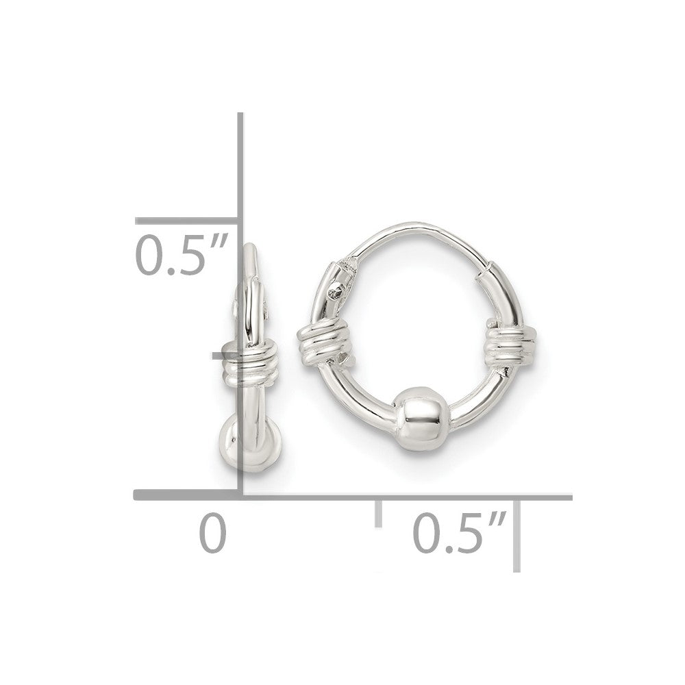 FJC Finejewelers 925 Sterling Silver Polished Beaded Circle Endless Hoop Earrings 11 x 11 mm