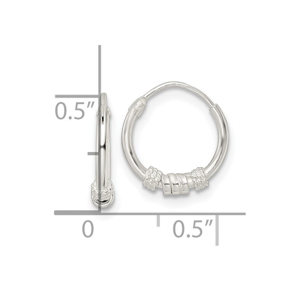 FJC Finejewelers 925 Sterling Silver Polished Beaded Circle Endless Hoop Earrings 12 x 12 mm