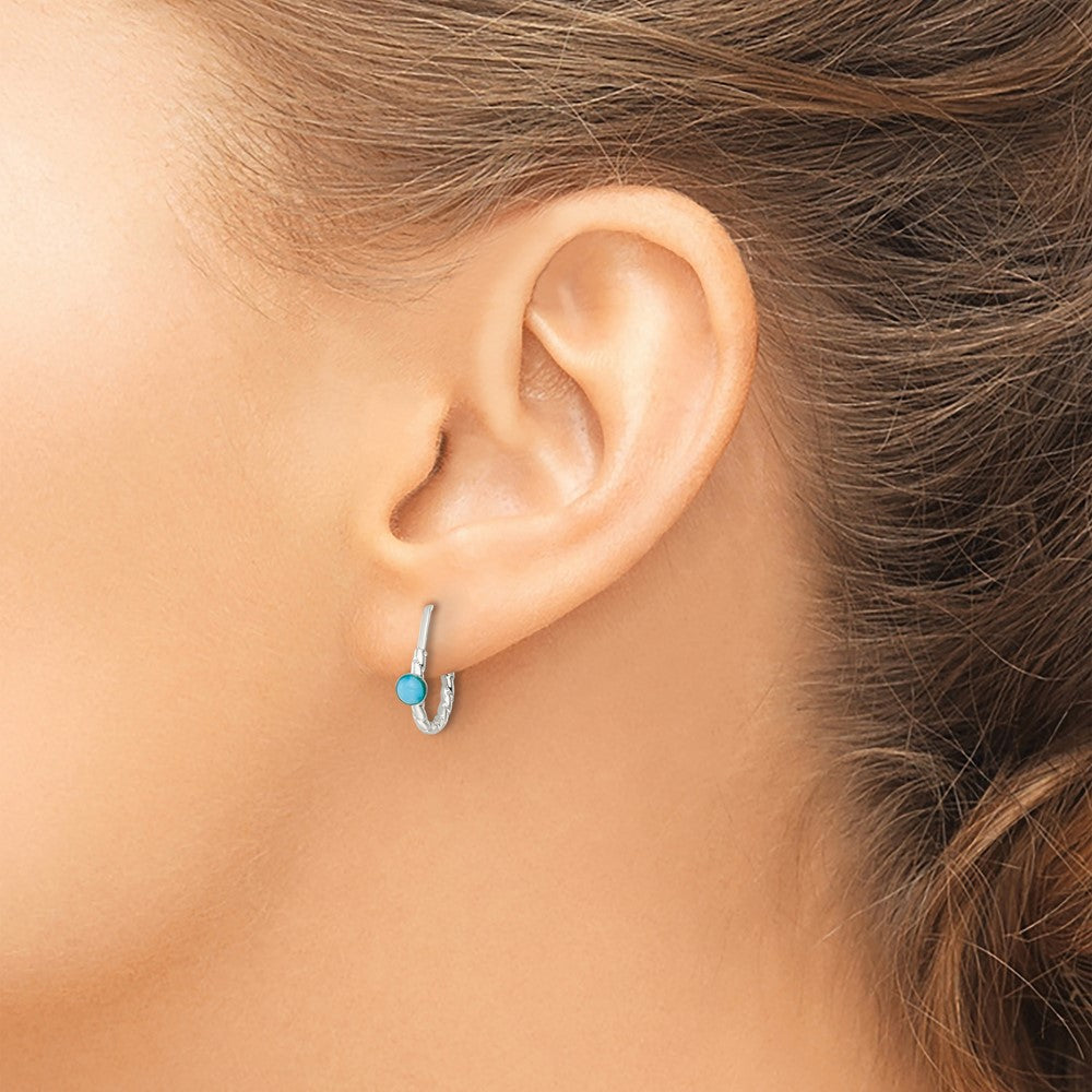 FJC Finejewelers 925 Sterling Silver Polished Turquoise Endless Hoop Earrings 14 x 14 mm