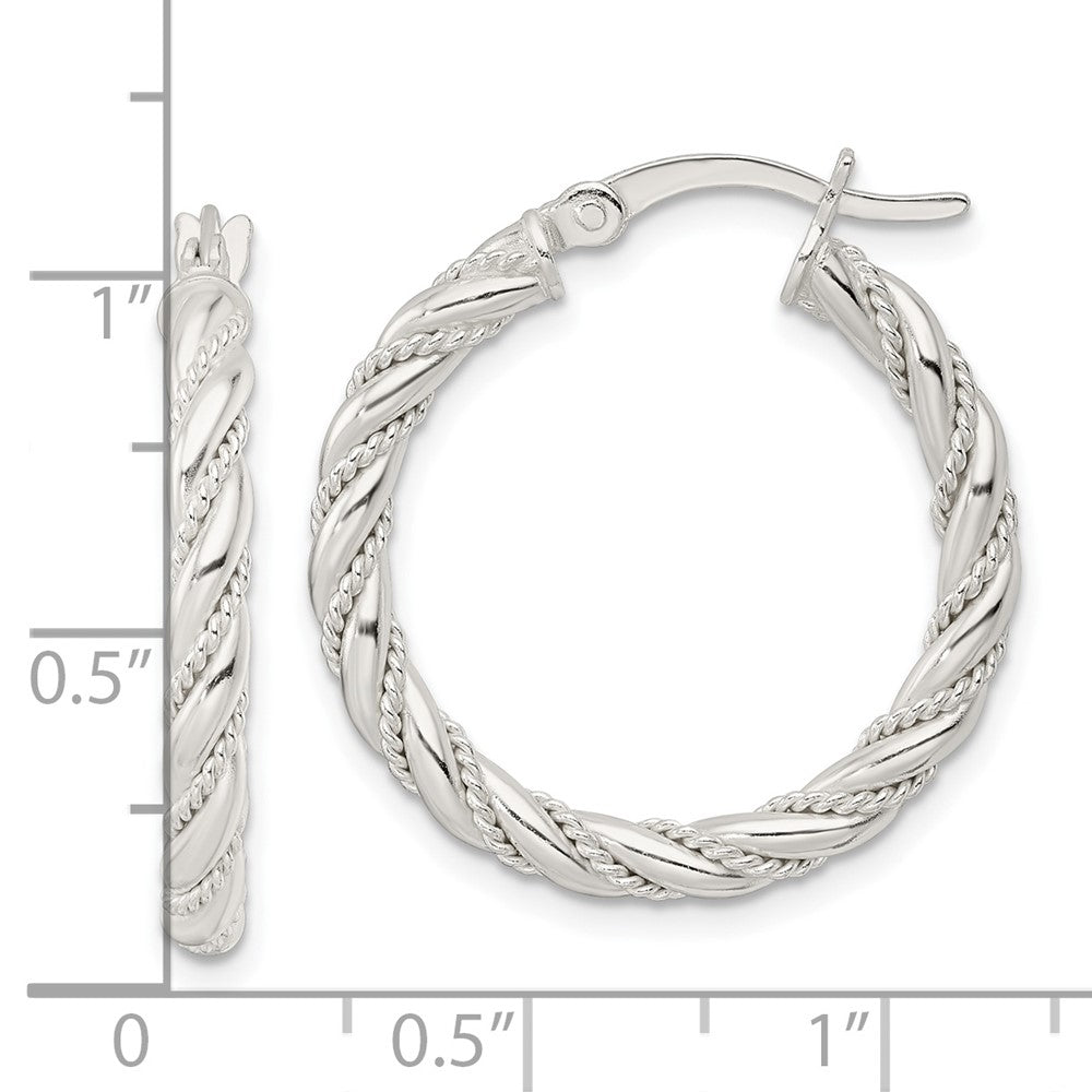 FJC Finejewelers 925 Sterling Silver Polished Twisted Rope Hoop Earrings 26 x 24 mm