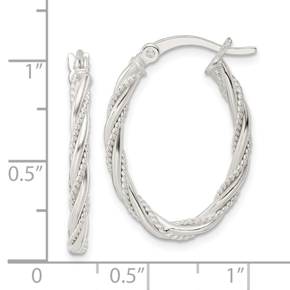 FJC Finejewelers 925 Sterling Silver Polished Twisted Rope Oval Hoop Earrings 26 x 18 mm
