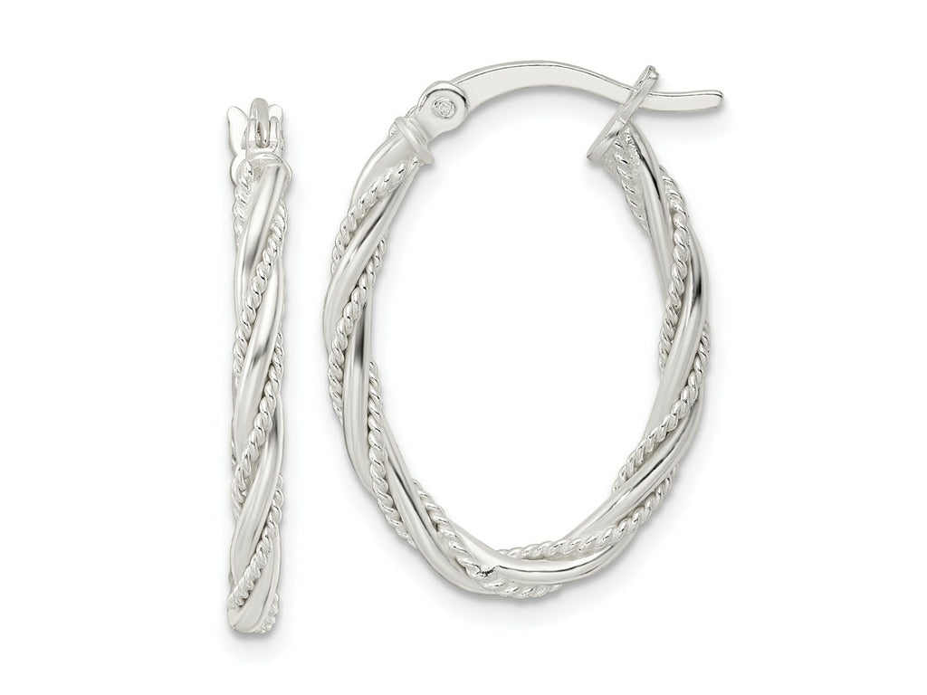 FJC Finejewelers 925 Sterling Silver Polished Twisted Rope Oval Hoop Earrings 26 x 18 mm