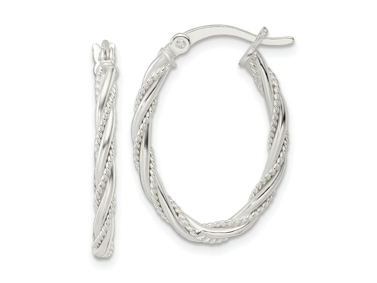 FJC Finejewelers 925 Sterling Silver Polished Twisted Rope Oval Hoop Earrings 26 x 18 mm