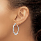 FJC Finejewelers 925 Sterling Silver  2x Bright Cut Knife-edge Tube Hoop Earrings 33 x 32 mm