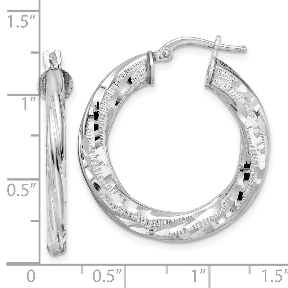 FJC Finejewelers 925 Sterling Silver  3x29mm Bright Cut Twisted Tube Hoop Earrings 30 mm x 28 mm