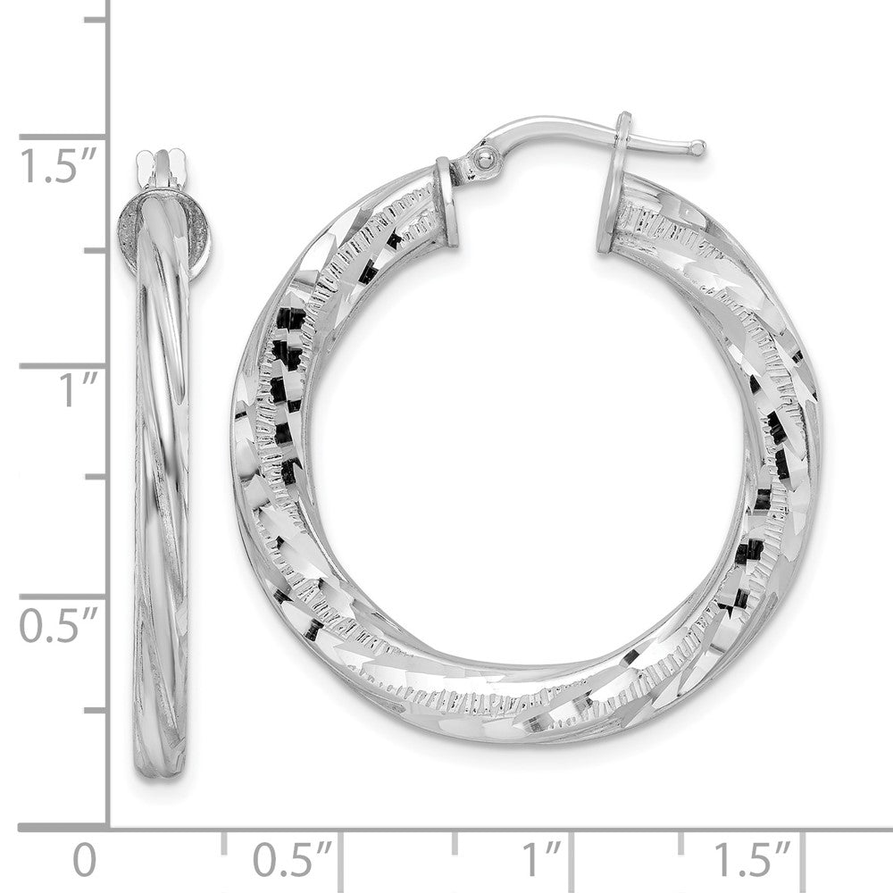 FJC Finejewelers 925 Sterling Silver Rhodium Plated 3x Bright Cut Twisted Tube Hoop Earrings 35 x 33 mm
