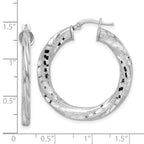 FJC Finejewelers 925 Sterling Silver Rhodium Plated 3x Bright Cut Twisted Tube Hoop Earrings 35 x 33 mm