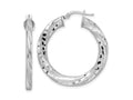 FJC Finejewelers 925 Sterling Silver Rhodium Plated 3x Bright Cut Twisted Tube Hoop Earrings 35 x 33 mm