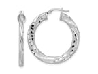 FJC Finejewelers 925 Sterling Silver Rhodium Plated 3x Bright Cut Twisted Tube Hoop Earrings 35 x 33 mm