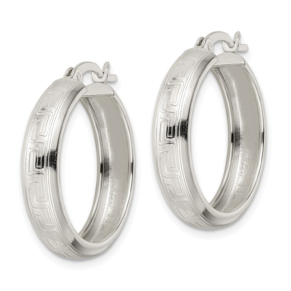FJC Finejewelers 925 Sterling Silver Polished Greek Key Circle Hoop Earrings 26 x 25 mm