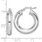 FJC Finejewelers 925 Sterling Silver Bright Cut Rhodium Plated 5x Octagon Tube Hoop Earrings 25 x 24 mm