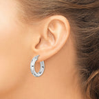 FJC Finejewelers 925 Sterling Silver Bright Cut Rhodium Plated 5x Octagon Tube Hoop Earrings 25 x 24 mm
