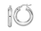 FJC Finejewelers 925 Sterling Silver Bright Cut Rhodium Plated 5x Octagon Tube Hoop Earrings 25 x 24 mm