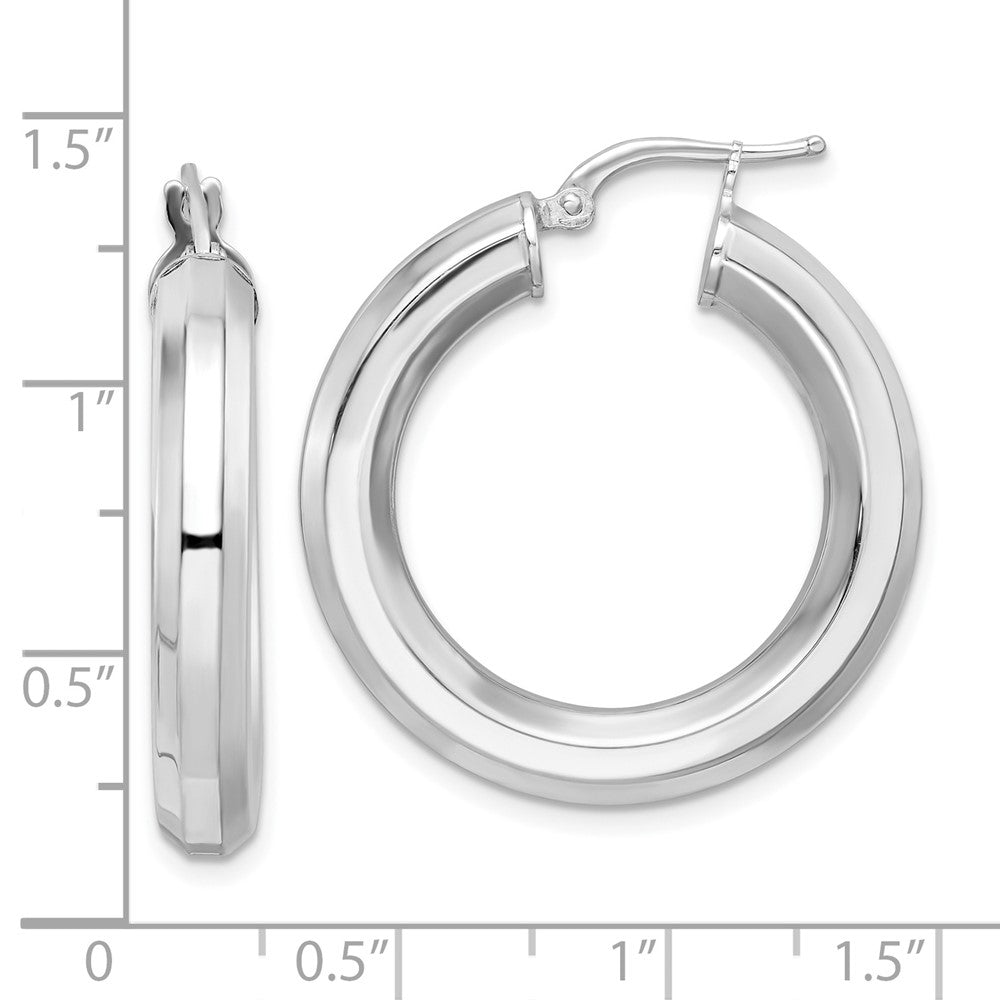 FJC Finejewelers 925 Sterling Silver Bright Cut  5x30mm Octagon Tube Hoop Earrings 31 mm x 29 mm