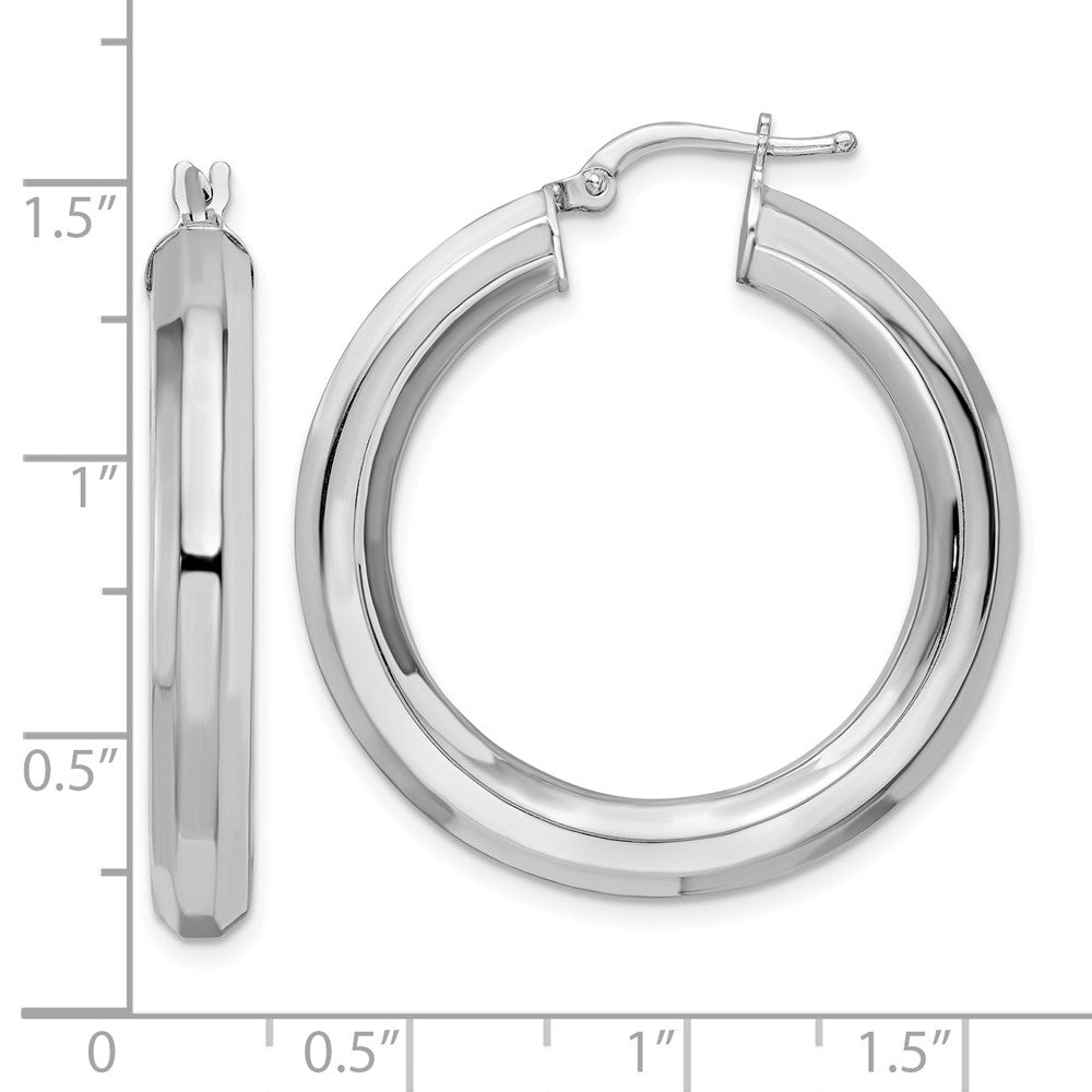 FJC Finejewelers 925 Sterling Silver Bright Cut  5x34mm Octagon Tube Hoop Earrings 35 mm x 33 mm