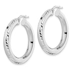 FJC Finejewelers 925 Sterling Silver Rhodium Plated 5x Bright Cut Octagon Tube Hoop Earrings 36 x 34 mm