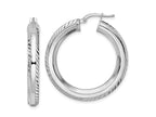FJC Finejewelers 925 Sterling Silver Rhodium Plated 5x Bright Cut Octagon Tube Hoop Earrings 36 x 34 mm