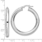 FJC Finejewelers 925 Sterling Silver Rhodium Plated 5x Bright Cut Octagon Tube Hoop Earrings 40 x 38 mm