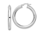 FJC Finejewelers 925 Sterling Silver Rhodium Plated 5x Bright Cut Octagon Tube Hoop Earrings 40 x 38 mm