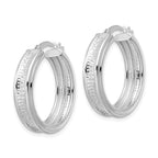 FJC Finejewelers 925 Sterling Silver Polished and Textured Circle Hoop Earrings 26 x 25 mm