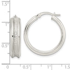 FJC Finejewelers 925 Sterling Silver Polished and Textured Circle Hoop Earrings 26 x 25 mm