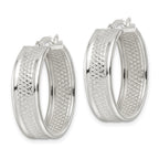 FJC Finejewelers 925 Sterling Silver Polished Textured 7.5x Hoop Earrings 26 x 25 mm