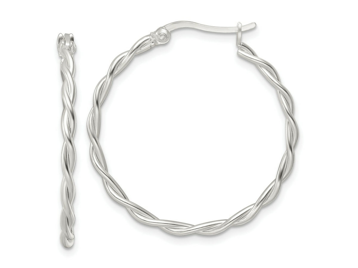 FJC Finejewelers 925 Sterling Silver Satin Twisted Hoop Earrings 30 x 31 mm