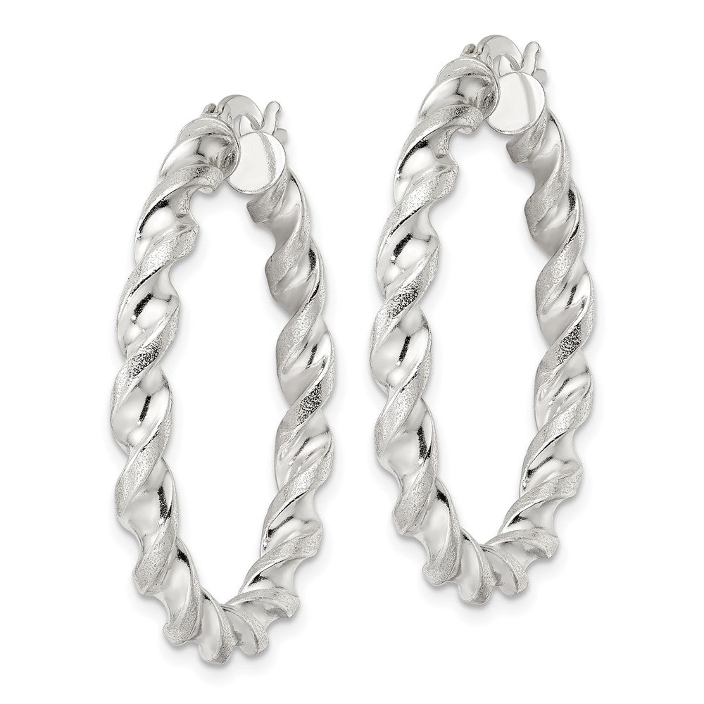 FJC Finejewelers 925 Sterling Silver Polished and Textured Twisted Circle Hoop Earrings 35 x 33 mm