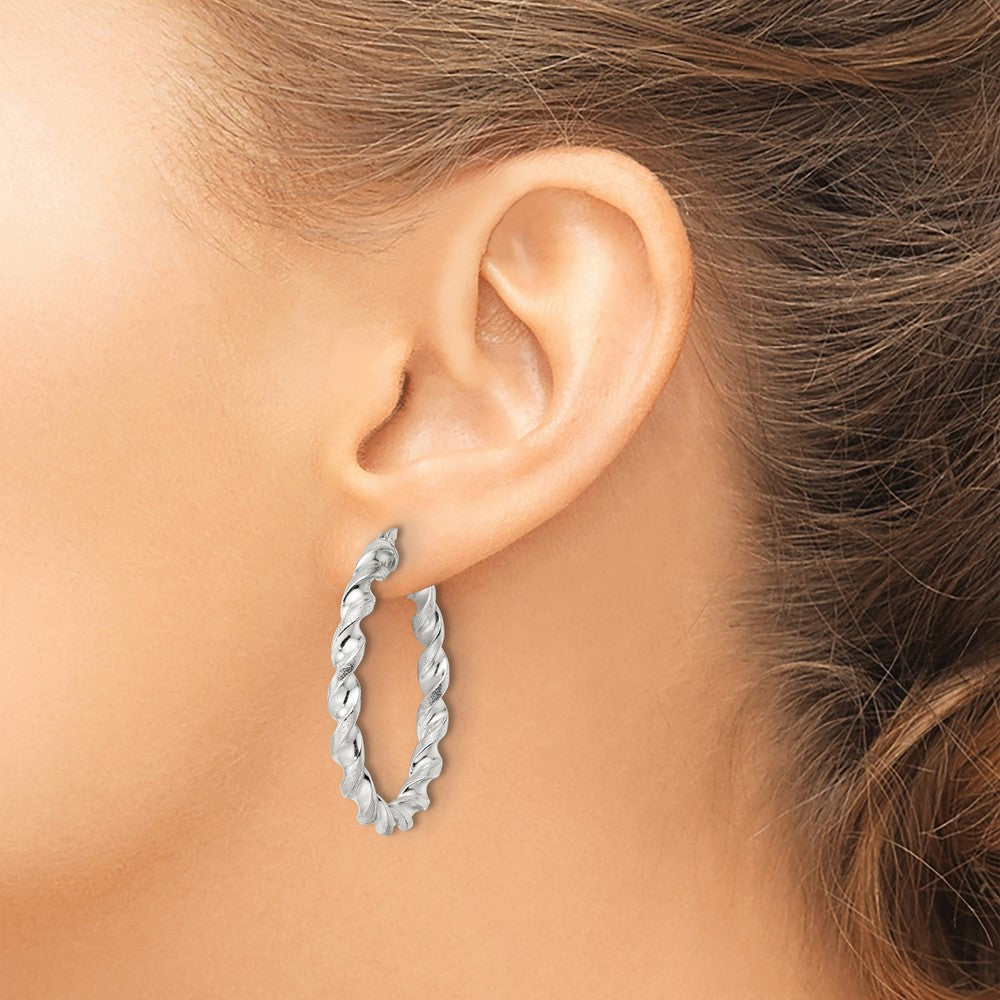 FJC Finejewelers 925 Sterling Silver Polished and Textured Twisted Circle Hoop Earrings 35 x 33 mm