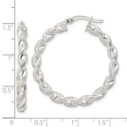 FJC Finejewelers 925 Sterling Silver Polished and Textured Twisted Circle Hoop Earrings 35 x 33 mm