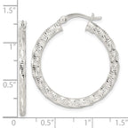 FJC Finejewelers 925 Sterling Silver Polished and Textured Twisted Hoop Earrings 32 x 30 mm