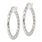 FJC Finejewelers 925 Sterling Silver Polished and Textured Twisted Hoop Earrings 32 x 30 mm